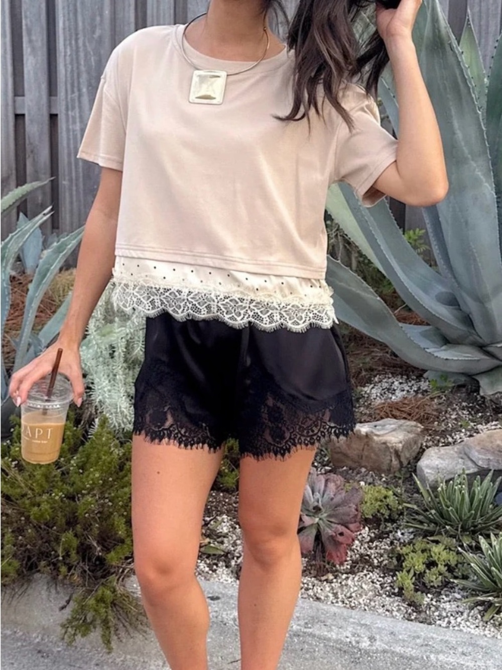 NWT Lace Trim Shorts - Navy, Size L